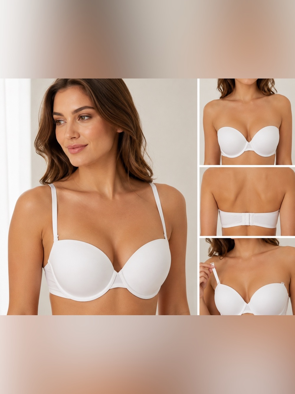 Laura Ashley Convertible Strapless T-Shirt Bra White 38C